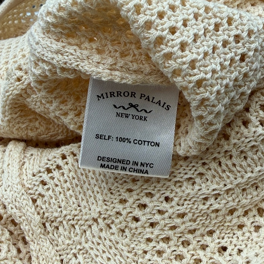 🆕 MIRROR PALAIS 🧿 NWOT Rose Pointelle Crochet Knit Dress, Soft Beige - Sz S - Picture 16 of 17
